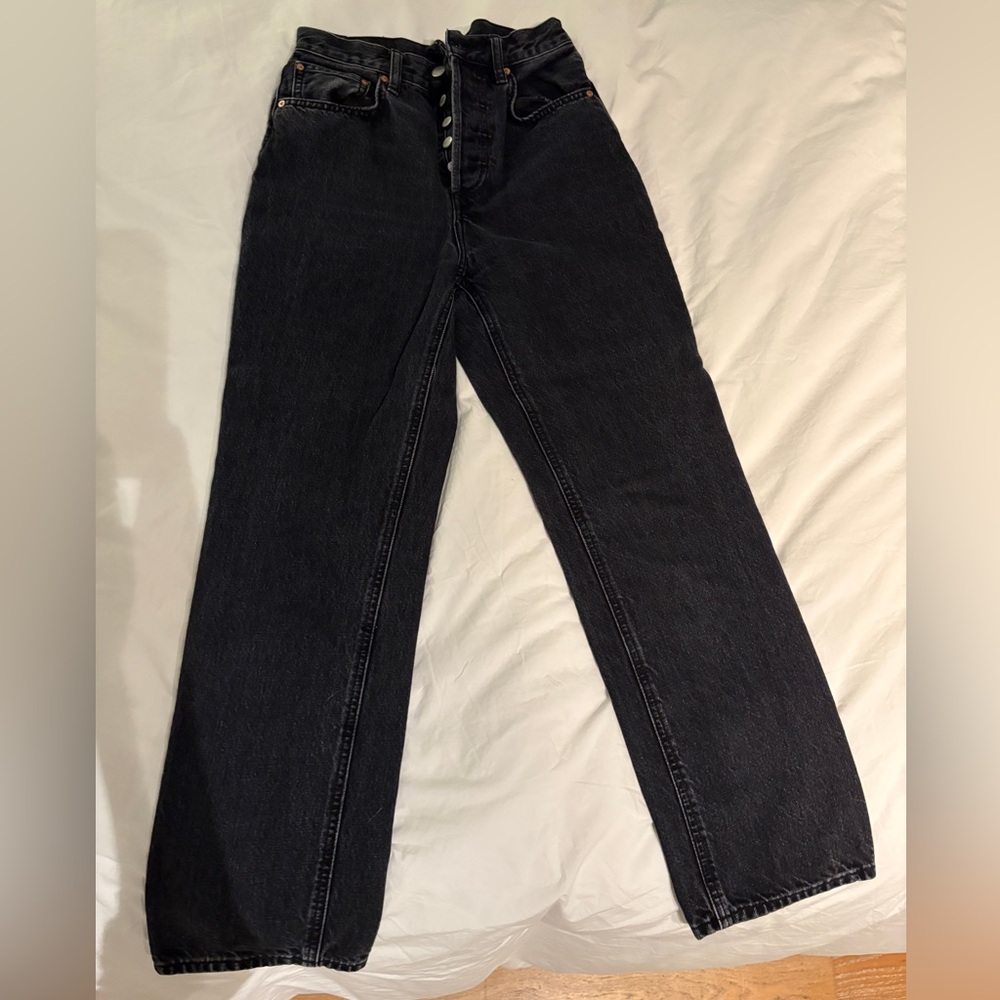 Denim Forum Joni High Rise Loose size 24 Black Women's Jeans